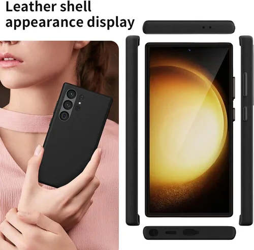 Vista 5 de Funda de cuero genuino para Samsung Galaxy S24 Ultra - Cuero de grano completo, compatible con MagSafe y carga inalámbrica, botones de metal bisel