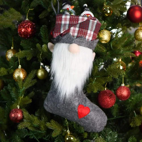 Vista 3 de 2025 Adornos de Calcetín de Gnomo de Navidad Personalizados, Calcetines de Barba de Santa de Felpa de Piel Sintética, Decoraciones del Hogar Regalos