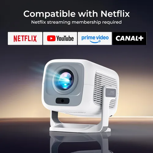 Vista 2 de Proyector inteligente compatible con Netflix/Soporte 4K/Calibración visual AI] Proyector con Dolby Atmos, 1080P 800 ANSI, aplicaciones