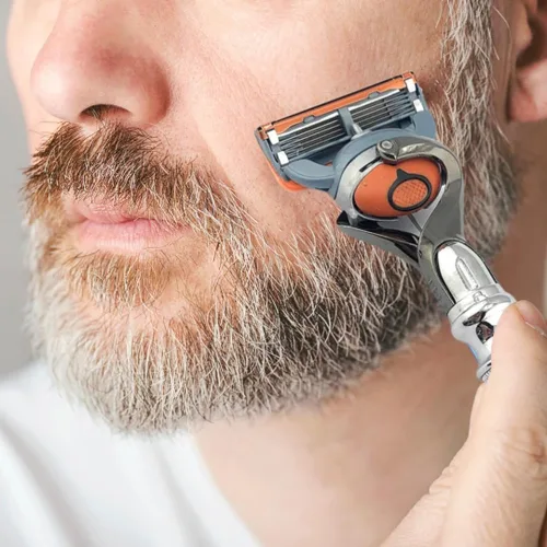 Vista 5 de G.B.S Juego de afeitado cromado para hombres de 5 cuchillas cromadas - Maquinilla de afeitar con mango de bola flexible con tecnología de bola