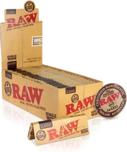 Vista 2 de RAW Papeles de liar clásicos de una sola alimentación 50 paquetes de 50 hojas