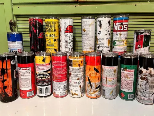Vista 2 de Vaso de filtro de aceite, taza de café al vacío personalizada para hombre, serie Mechanic Garage de 20 onzas, 30 onzas, taza de filtro de aceite