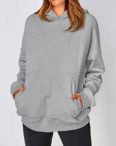 Vista 5 de KIRUNDO Sudaderas con capucha de gran tamaño para mujer, sudaderas casuales de manga larga de forro polar con capucha para otoño 2023