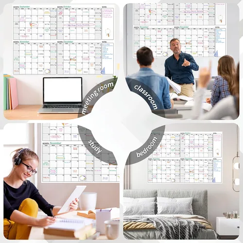Vista 7 de Calendario grande de borrado en seco, calendario de pared de 4 meses sin fecha, borrado en seco, 52 x 36 pulgadas, calendario grande para pared