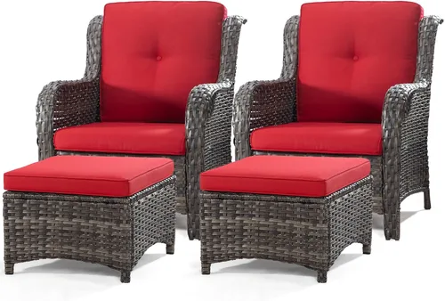 Vista 47 de Juego de 2 sillas de patio giratorias de 360 grados para exteriores y mesa auxiliar a juego – 3 sillas deslizantes de mimbre para patio con cojines