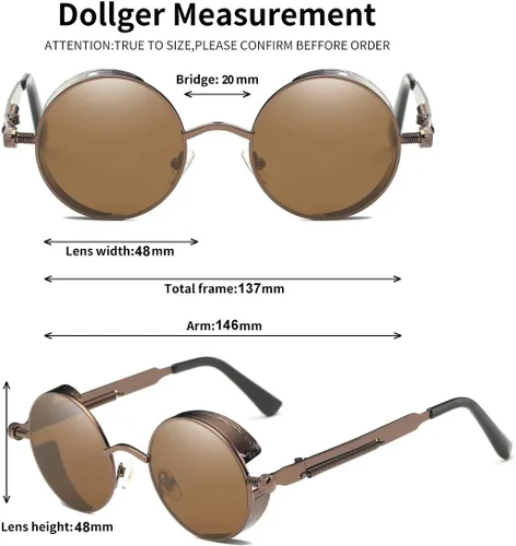 Vista 77 de Dollger Gafas de sol vintage Steampunk Retro Metal Round Circle Frame