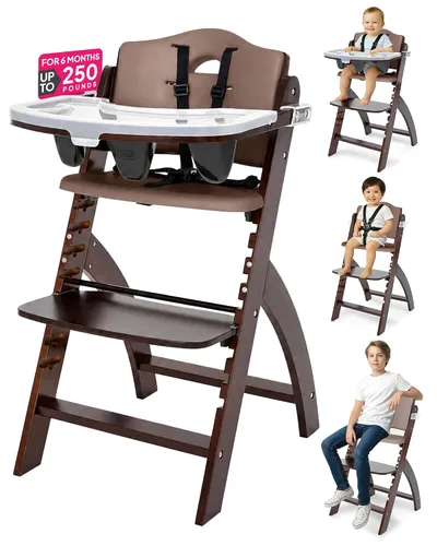 Vista 16 de Silla alta de madera con bandeja, de Abiie Beyond La solución de asiento perfecta para tu hijo como silla alta para comedor