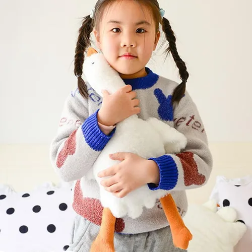 Vista 3 de Almohada de ganso de 19.5 pulgadas con animal de peluche de ganso blanco y cisne (blanco, 19.5")