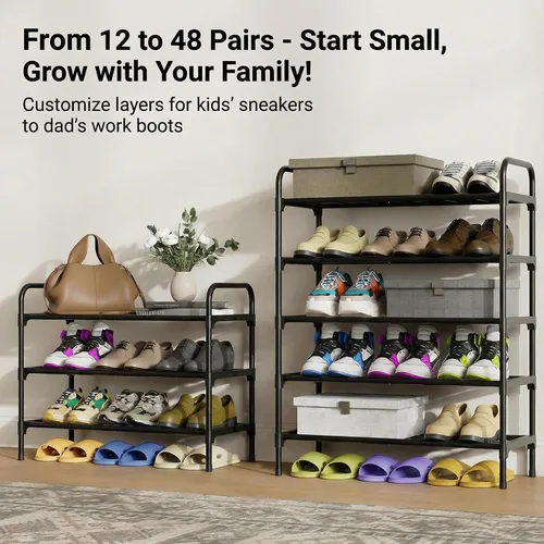 Vista 8 de 3-Tler - Zapatero organizador para zapatos, hierro inoxidable, estante espacioso para almacenamiento de zapatos para armario o entrada, se adapta a
