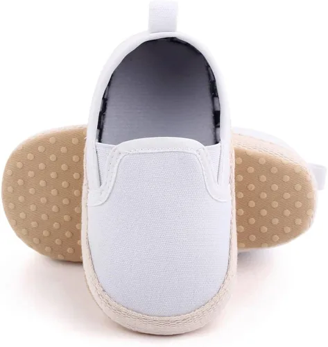 Vista 4 de Clowora Unsex - Zapatos de lona para niños y niñas, para recién nacidos, antideslizantes, suela suave, zapatos casuales para cuna, zapatos planos