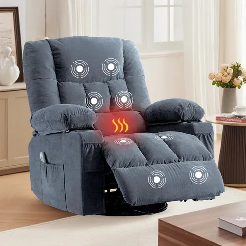 Vista 9 de MAHOMICO Sofá reclinable con portavasos para sala de estar, manual de 3 asientos, sillón reclinable de gran tamaño con ergonómico, bolsillo lateral