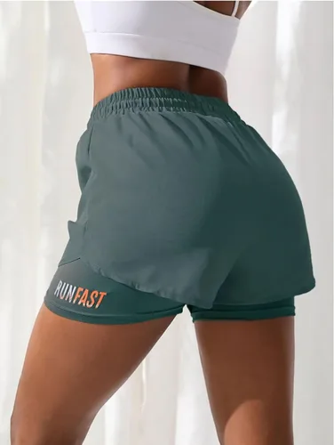 Vista 3 de Pantalones cortos de entrenamiento 2 en 1 para mujer, para gimnasio, yoga, correr, ciclismo, tenis, faldas de verano