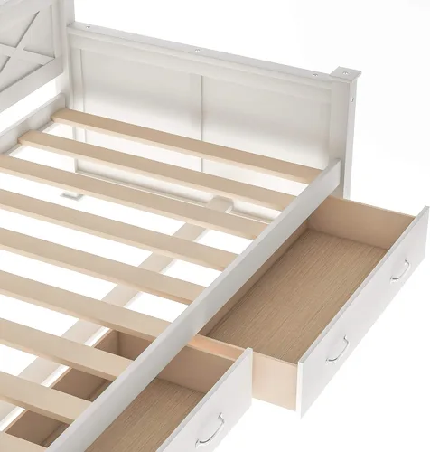 Vista 9 de Bellemave Marco de sofá cama individual con cajones de almacenamiento, plataforma de madera, sofá cama capitán para niños, dormitorio, sala de estar