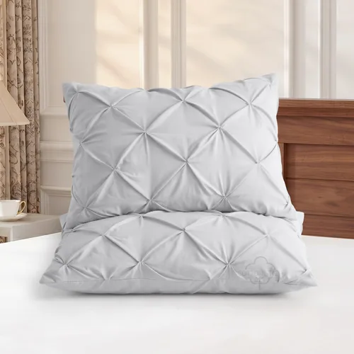 Vista 13 de COTTON STICH™ Juego de 2 fundas de almohada plisadas estándar de 20 x 26 pulgadas, algodón fresco suave y natural, fundas de almohada decorativas