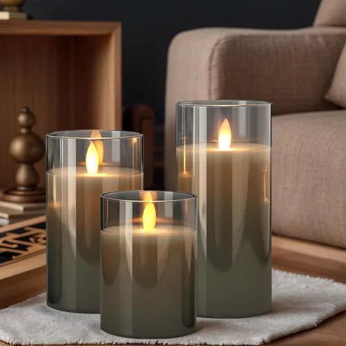 Vista 4 de GenSwin - Velas recargables con estación de carga, velas de cristal sin llama con control remoto, velas LED de pila parpadeantes que funcionan