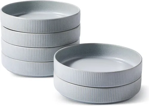 Vista 22 de famiware Star 7.5" Juego de cuencos de pasta, juego de cuencos para ensalada de 4, esmalte reactivo doble, apilable, ideal para tu amigo