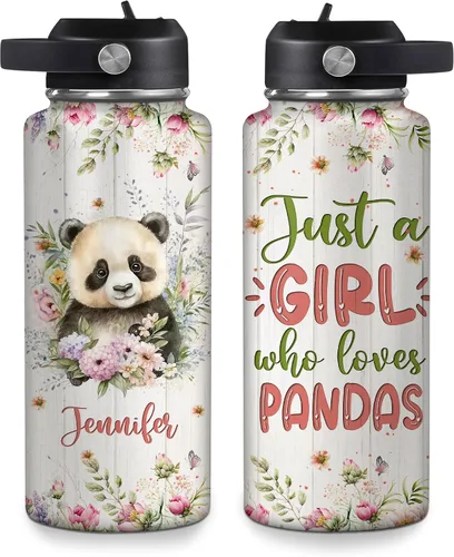 Vista 15 de Hyturtle Botella de agua personalizada con diseño de oso – Botella de acero inoxidable aislada de viaje con tapa a prueba de fugas, 18 onzas, 32