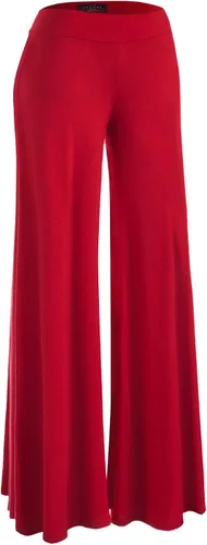 Vista 36 de Made By Johnny Pantalones palazzo elásticos de pierna ancha para mujer, lisos, casuales, cómodos