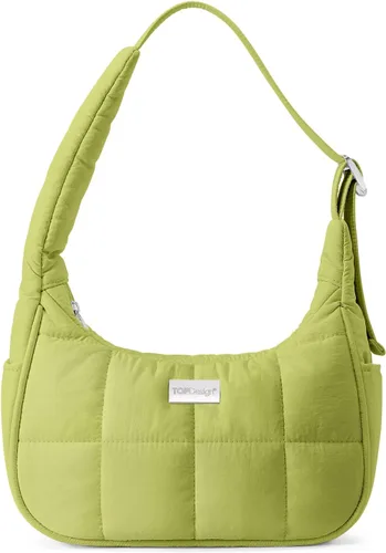 Vista 24 de TOPDesign Bolso de hombro acolchado para mujer, bolso de mano ultraligero con cremallera, correa ajustable