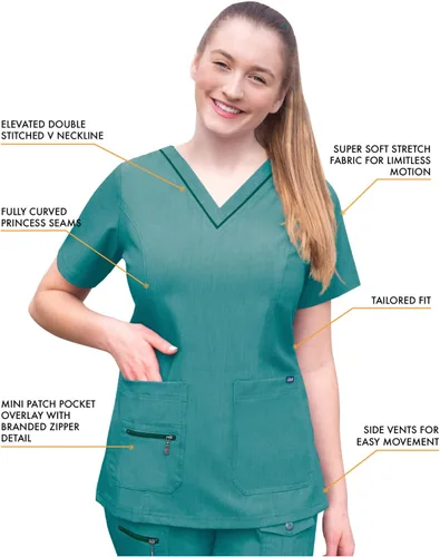 Vista 3 de Adar Pro - Ropa quirúrgica para mujer, con cuello en V elevado