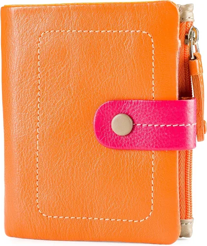 Vista 2 de VISCONTI Mojito M77 - Cartera compacta de piel suave, multicolor, 3.5 x 4.3 pulgadas, Negro -, Cartera con cremallera