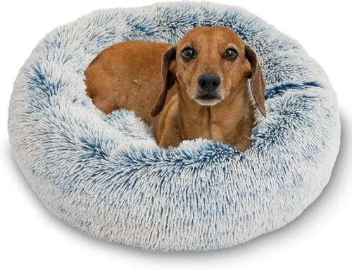 Vista 58 de Best Friends by Sheri - The Original Calming Donut - Cama calmante en forma de dona para perros y gatos - Pelo largo, azul bebé, M, 30 x 30 pulgadas