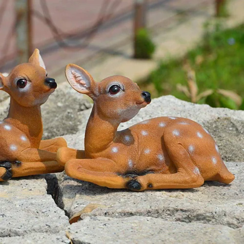 Vista 6 de 2 figuras de ciervo de resina de jardín, estatuas de ciervos modelo animal para patio y jardín, modelo animal de arte, adorno de decoración