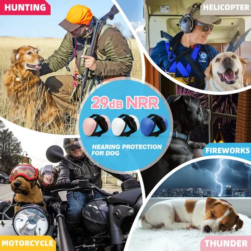 Vista 2 de derYEP Orejeras para perros para protección auditiva 29dB NRR orejeras de protección contra el ruido (grande, rojo)