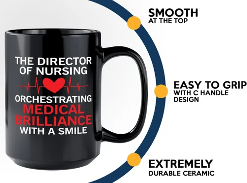 Vista 5 de Nurse Director Coffee Mug 15oz Black -Brilliance - Labor Clinical Certified Nursing Assistant Surgica Oncology Practitioner