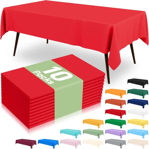 Vista 30 de 6 paquetes de manteles de plástico desechables, 54 x 72 pulgadas mantel rectangular impermeable, cubiertas de mesa decorativas a prueba de fugas