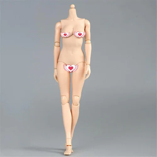 Vista 3 de Cuerpo de figura femenina a escala 1/6, piel pálida femenina busto grande medio sin costuras figura de acción flexible colección de muñecas