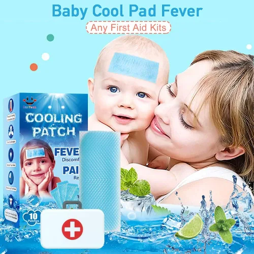 Vista 3 de EasYeah Kids - Parches refrescantes para aliviar la fiebre y aliviar el dolor, alivio de la fiebre, aliviar el dolor de cabeza, paquete de 10
