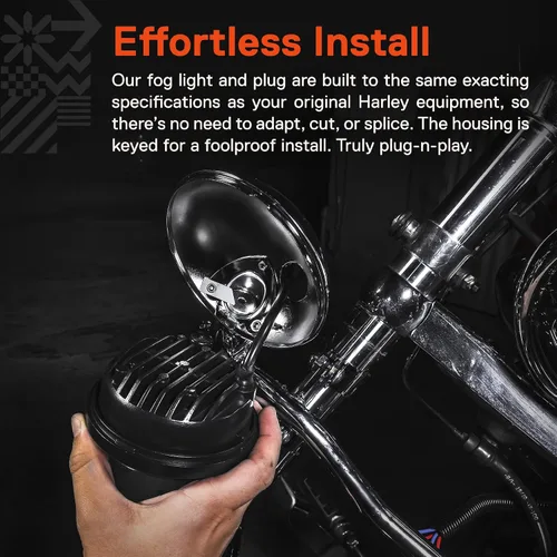 Vista 5 de TRUE MODS 2 piezas de 11.4 cm Osram LED Harley luz antiniebla de paso [acabado negro] luz antiniebla de paso para motocicleta Harley Davidson