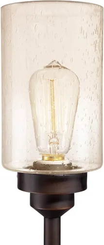 Vista 3 de Libby - Lámpara de pie vintage de 3 luces de bronce aceitado ámbar de vidrio semillado regulable antiguo LED Edison bombilla para sala de estar