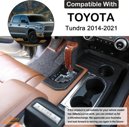 Vista 2 de Aunginsy Cubierta de panel de palanca de cambios de consola central compatible con accesorios Toyota Tundra 2014-2021, palanca de cambios de control