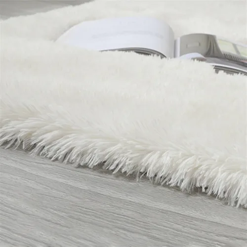 Vista 6 de GIBZ Alfombra rectangular de pelo largo de piel para interiores, antideslizante, suave, para dormitorio, sala de estar, lavable, color azul, 2