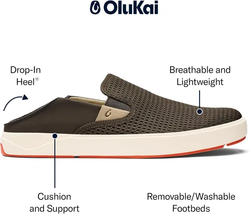 Vista 4 de OLUKAI Lae'ahi - Zapatos sin cordones para hombre, versátiles e informales, para uso diario, malla ligera y transpirable, uso durante todo el día