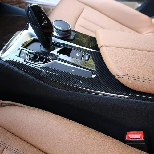 Vista 2 de YIWANG Cubierta de panel de palanca de cambios para consola central de automóvil ABS cromada, 1 unidad para BMW Serie 5 G30 2017 2018 Accesorios