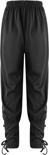 Vista 2 de ranrann Pantalones piratas medievales con bandas de tobillo para niños, gótico, renacentista, disfraz de pirata vikingo para Halloween y cosplay