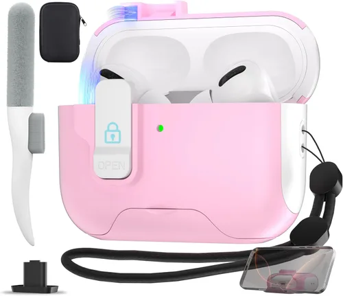 Vista 13 de Maxjoy Funda protectora para AirPods Pro 3 con kit de limpieza, funda rígida militar con bloqueo que absorbe los golpes, azul oscuro