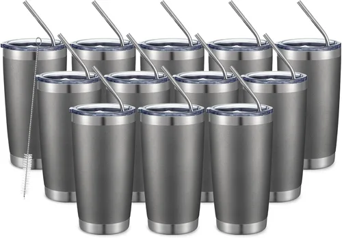 Vista 45 de COMOOO Vaso Térmico de 20 onzas al por Mayor con Aislamiento al Vacío de Doble Pared, Taza de Viaje de Acero Inoxidable con Tapa y Pajita