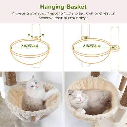 Vista 4 de Globlazer Árbol para gatos resistente, árbol para gatos extra grande de 81 pulgadas para gatos de interior y adultos, torre resistente para gatos