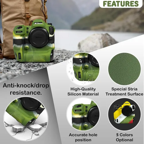 Vista 2 de Funda de cámara para Nikon Z9 - Funda protectora de silicona para cámara réflex digital, jaula desmontable, a prueba de golpes, a prueba de polvo