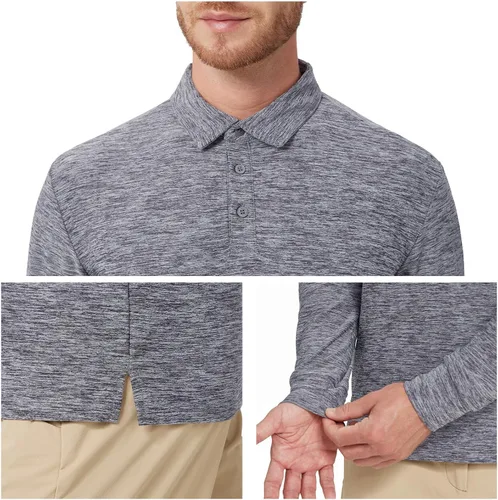 Vista 42 de NAVISKIN Camisas polo de manga larga para hombre, camisas de golf con cuello UPF 50 SPF para hombre, secado rápido, absorbe la humedad