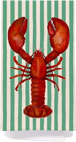 Vista 22 de SPBL&L Toallas de Cocina de Langosta - Decoración de Langosta, Toallas de Mano Náuticas para Baño, Toallas de Platos Costeras Náuticas de Playa