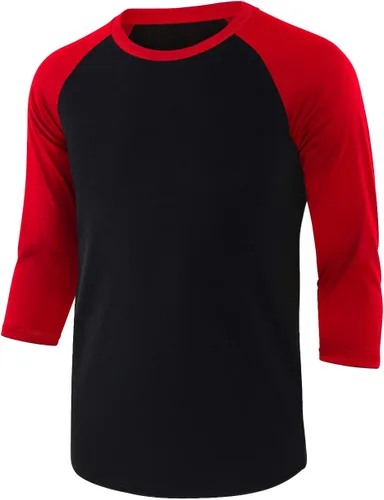Vista 5 de Camisetas de béisbol deportivas básicas de algodón suave de manga larga raglán 3/4 para hombre