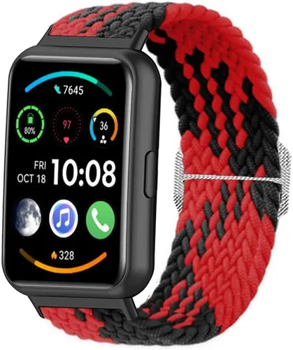 Vista 7 de Correa de reloj compatible con Huawei Watch FIT 2, correa de reloj deportiva de tejido suave transpirable ajustable de tela tejida elástica