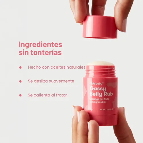 Vista 5 de Frida Baby Gassy Belly Rub Alivio de gases para bebés Crema de alivio de gases para bebés para masajes de vientre hecha con aceites naturales