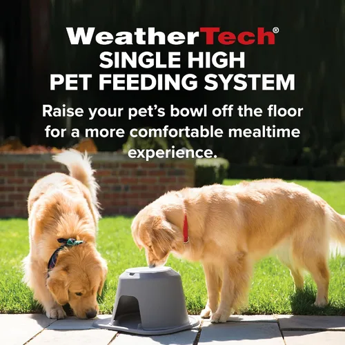 Vista 3 de WeatherTech Sistema de Alimentación Elevada Individual para Mascotas con Cuencos de Plástico para Perros/Gatos - Soporte Alto de 3 Pulgadas Gris