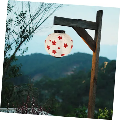Vista 7 de OSALADI Linterna japonesa de flor de cerezo, linterna colgante de bar, linterna al aire libre, linterna de seda, decoración del hogar, sushi, papel